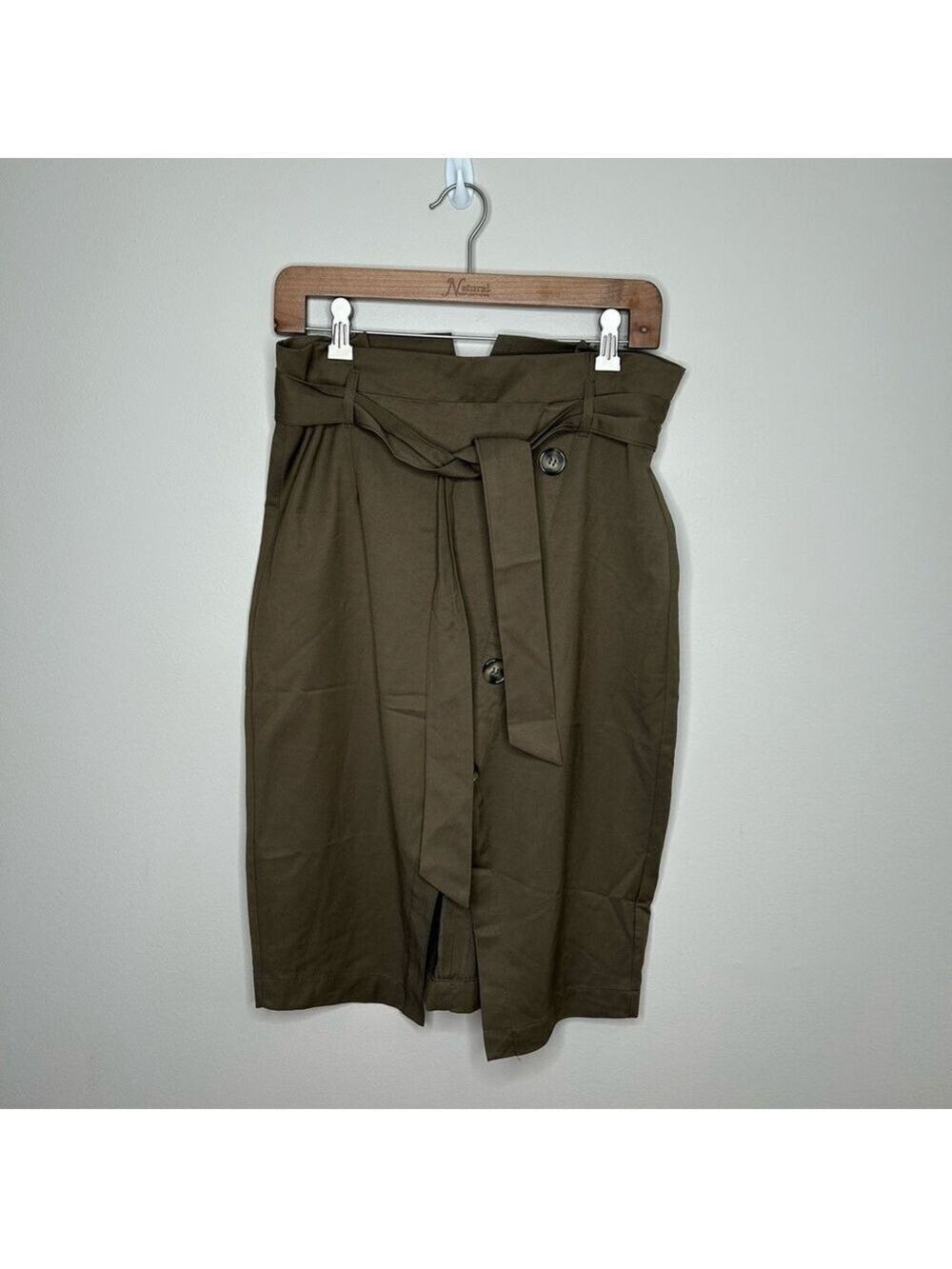 Dynamite Olive Green Button Front Midi Skirt Medium - Picture 3 of 13